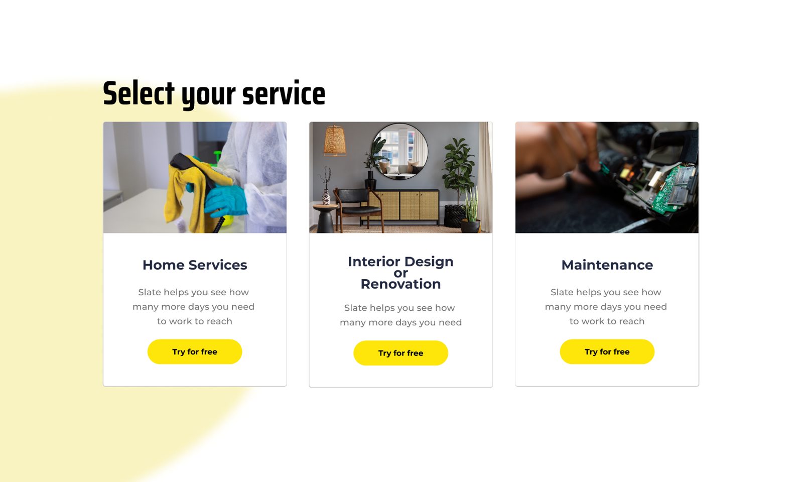 HOMEKONG service selection screen
