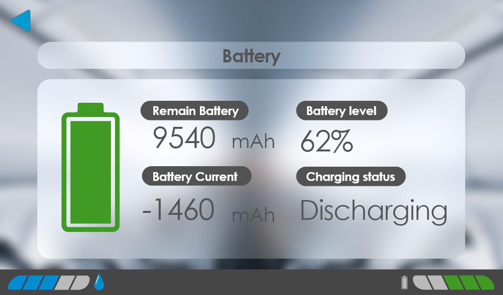 Robot battery status screen